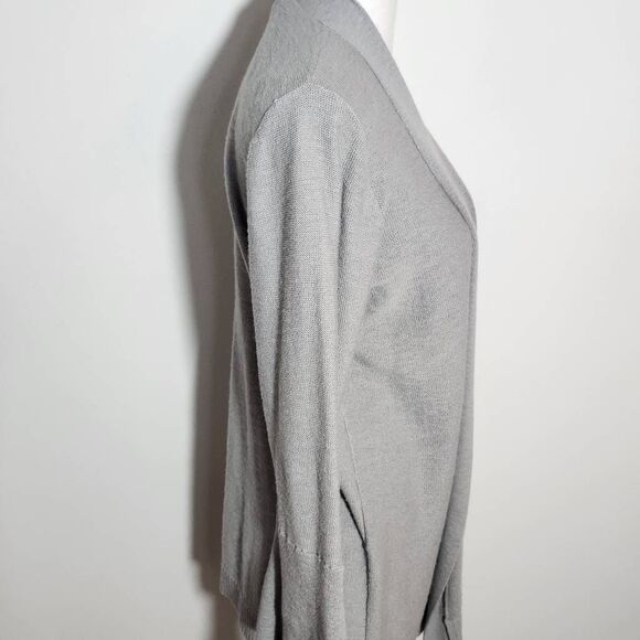 J. Crew Gray Cardigan Sweater with Ruffle Sleeves Size Medium Gray Open Cardigan - Picture 5 of 10